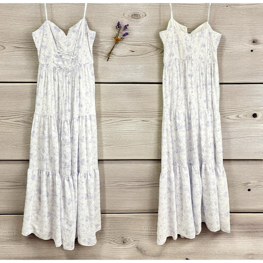 Francesca’s Audrey Parks Tiered Sweetheart Maxi Dress Women's Size M Purple Rose